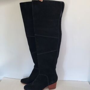 SOLE SOCIETY 6.5 Melbourne Black Cow Suede Over the Knee Boots Side Zip EUC
